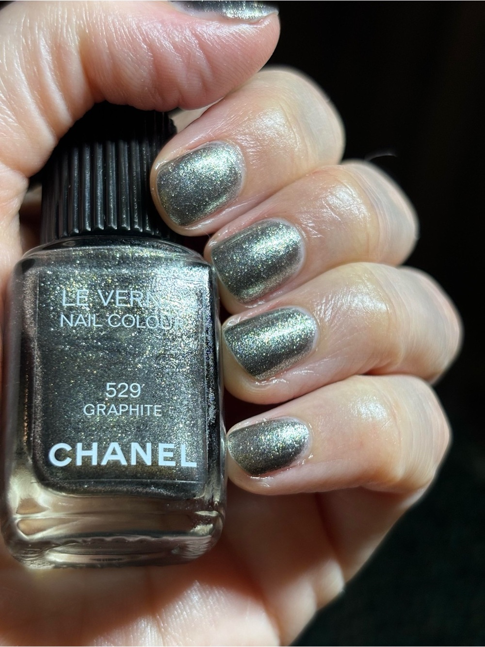 CHANEL 529 Graphite Silver Pewter Sparkle Collectible One of a Kind Rare!